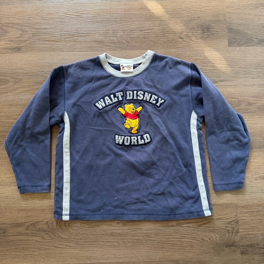 Walt Disney World Kids Winnie the Pooh Long‎ Sleeve Shirt Navy Blue XL 14/16